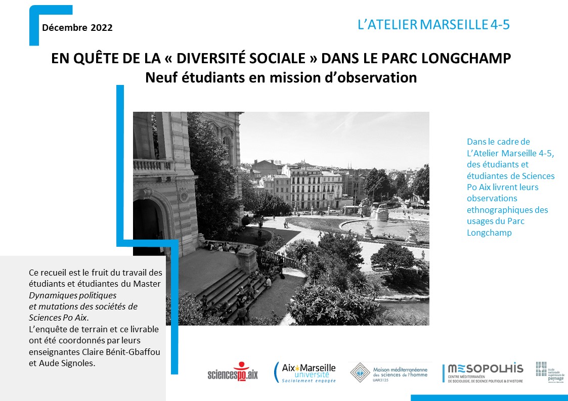 Carnets d'observation - en quête de la "diversité" dans le parc Longchamp - Atelier du 4/5 - Ville en Transitions