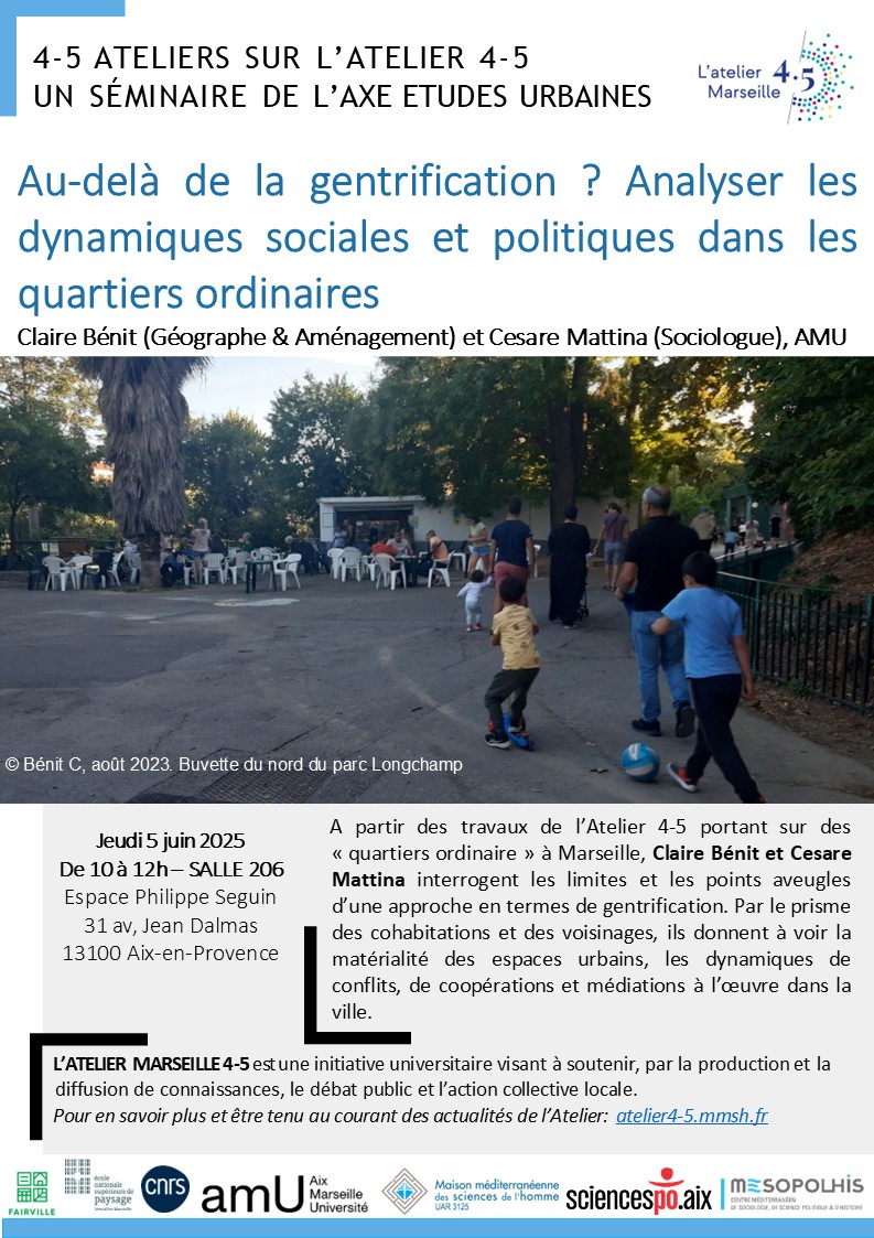 Séminaire 4-5 atelier sur l'atelier 4-5 - Séance 5 - Claire Bénit et Cesare Mattina interrogent la gentrification dans le 3ème secteur - Atelier du 4/5 - Ville en Transitions