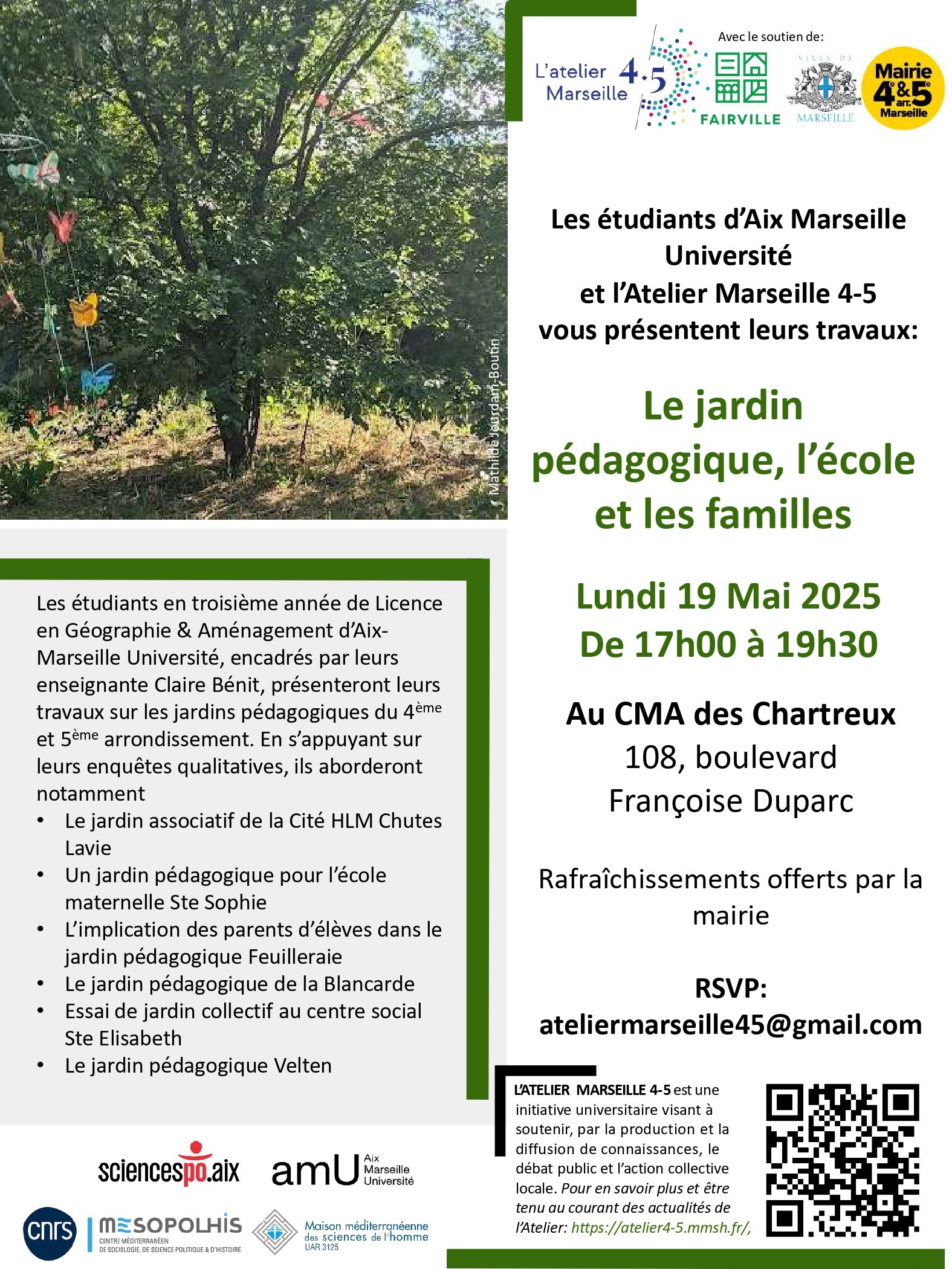 Restitution - "Le jardin pédagogique, l’école et les familles" - Atelier du 4/5 - Ville en Transitions